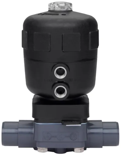 Pneumatically operated 2/2 way diaphragm valve CLASSIC with plastic valve body Burkrt type 2030