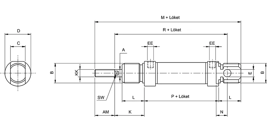 Stainless steel double acting cylinder | magnetic piston | INOX | R-series HAFNER RIMX