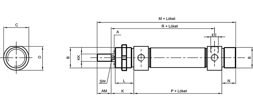 Single acting cylinder | magnetic piston | A-series HAFNER AB