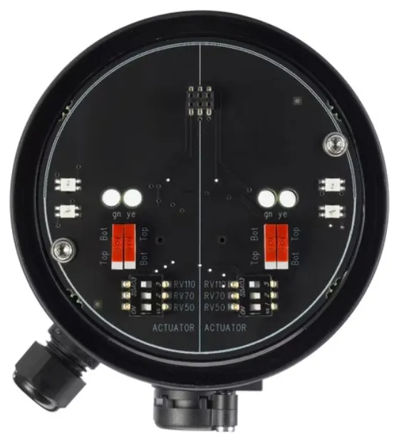 Control- and feedback head for integrated mounting on Robolux valves Type 2036/8685