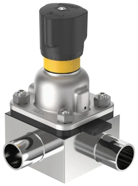 T-diaphragm valve with manually operated actuator Burkert type 2934