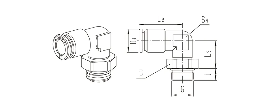 Push-in fitting | turnable elbow | Series 900 HAFNER 930M