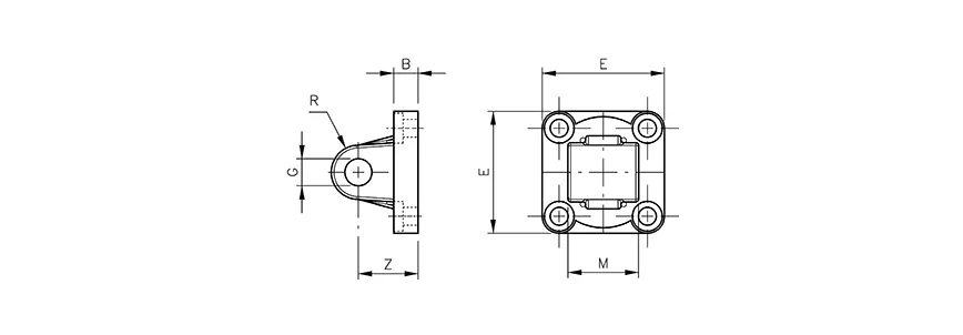 Male hinge, self lubricating | fits ISO-VDMA HAFNER DH