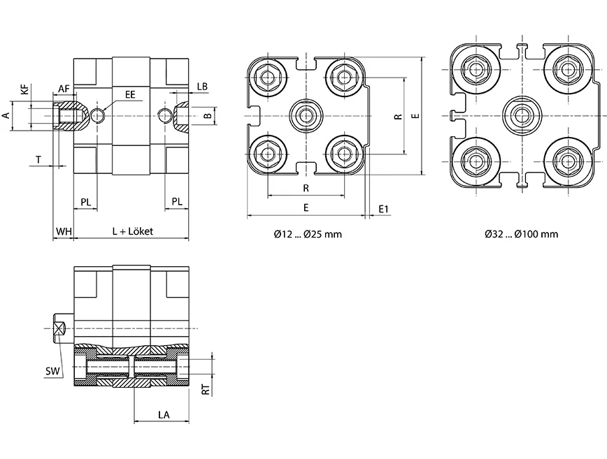 Double acting cylinder | magnetic piston | female thread | Q-series HAFNER QIN