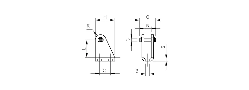 Stainless steel rear hinge | for cylinders series R | INOX HAFNER RGX