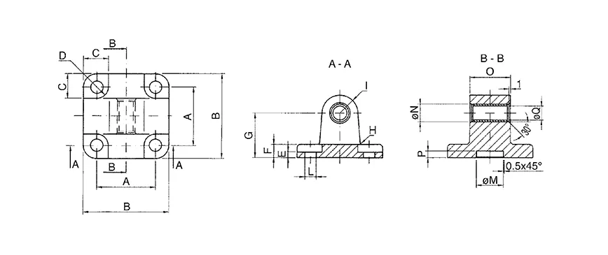 Male hinge, self lubricating | fits UNITOP standard HAFNER QCM