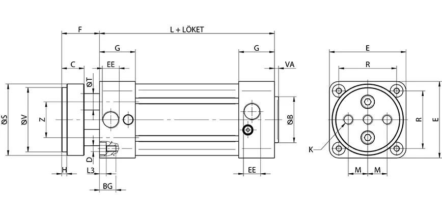 Double acting cylinder | adjustable cushioning | magnetic piston | non-rotating piston rod | D-serie  HAFNER DILD