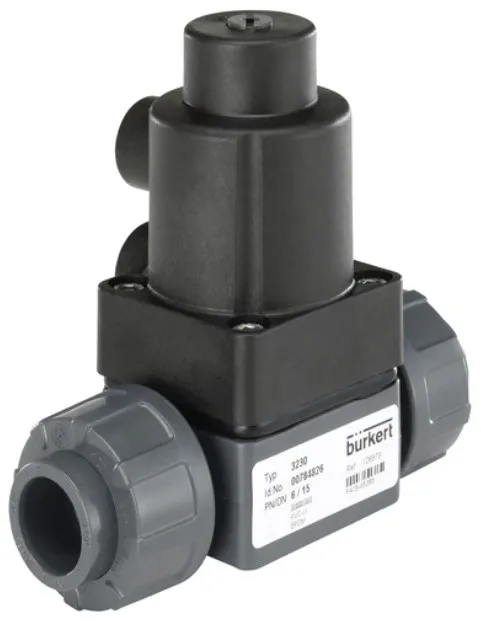 Pneumatically operated 2/2 way Diaphragm Valve with plastic body Burkert type 3230