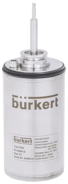 Pneumatic rotary actuator for the automation of ball and butterfly valves Burkert type 2053