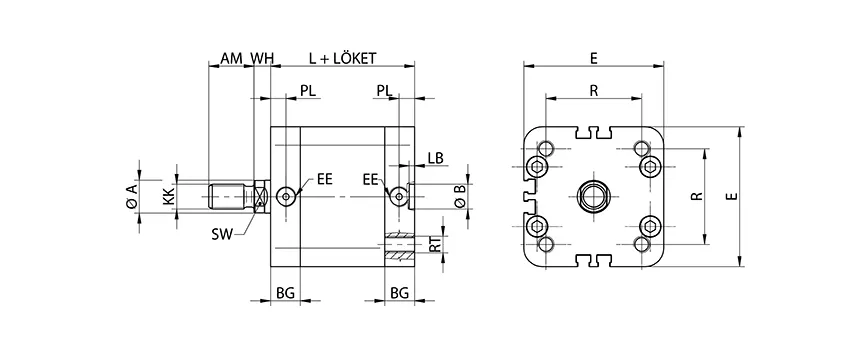 Single acting cylinder | magnetic piston | male thread | Z-series HAFNER ZEF