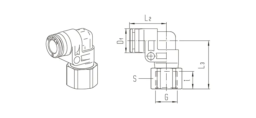 Push-in fitting | turnable elbow | female thread | Series 900 HAFNER 979P