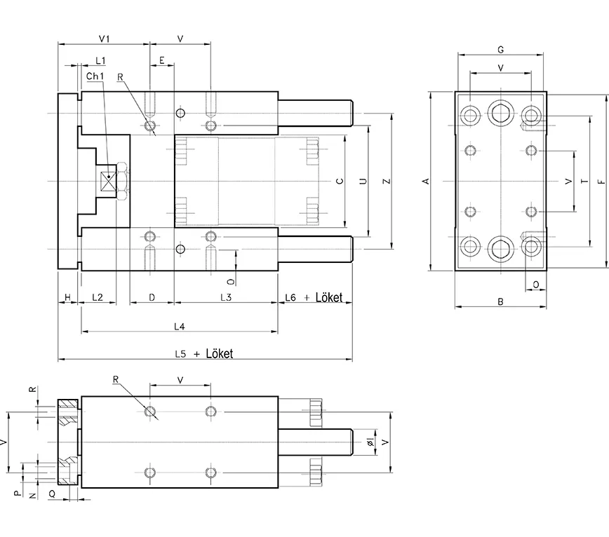H-shaped liner guide | for cylinders ISO 15552 | with plain bearing | with longer coupling HAFNER DHSL