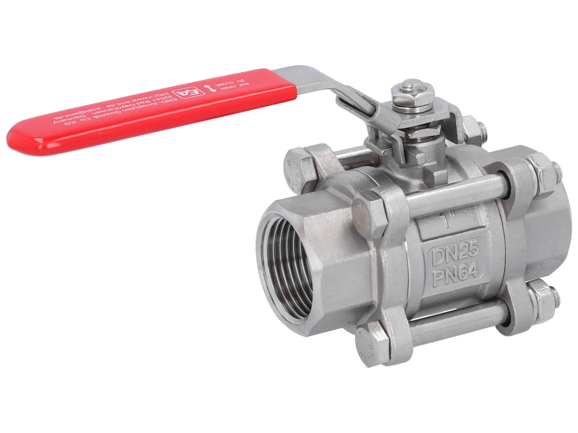 Stainless steel ball valve threaded with hand lever END-Armaturen PE