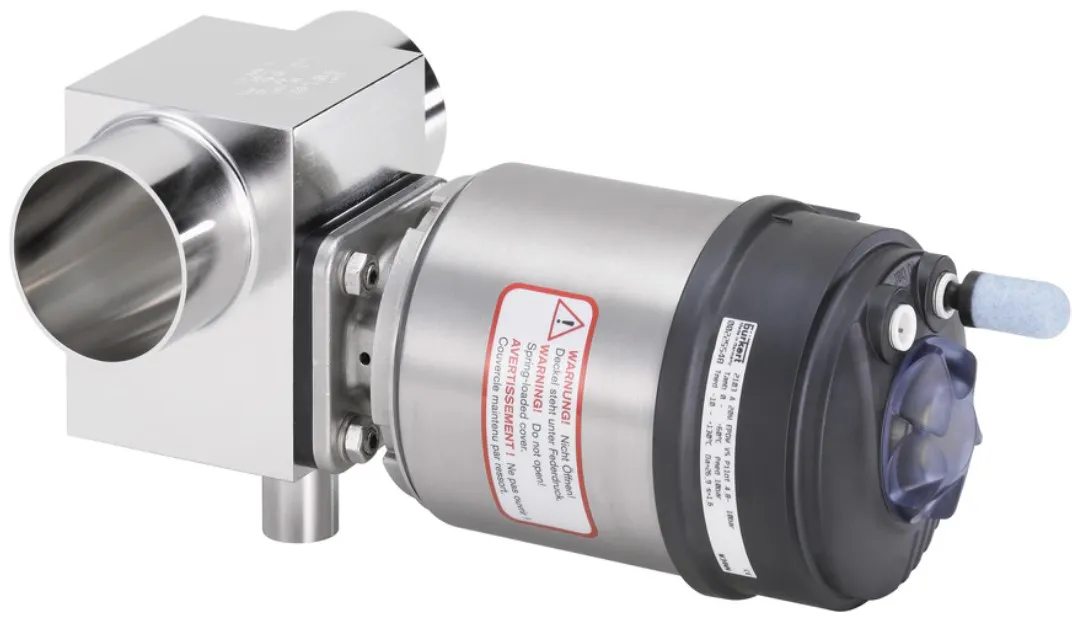T-diaphragm valve with pneumatic actuator in stainless steel (Type ELEMENT) for decentralised automation Burkert type 2104