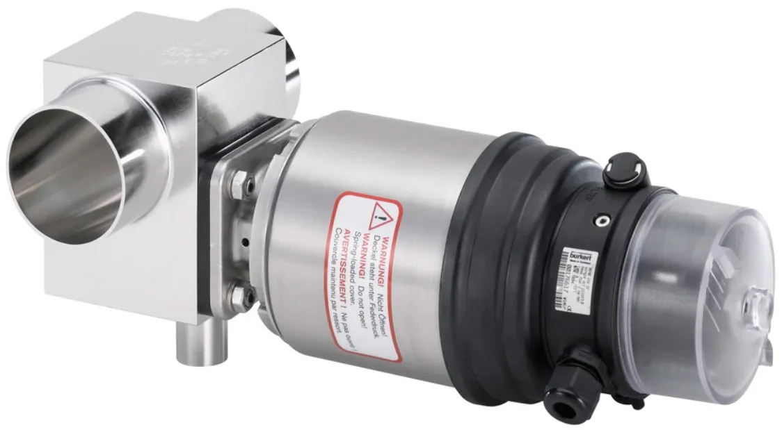 T-diaphragm valve with pneumatic actuator in stainless steel (Type ELEMENT) for decentralised automation Burkert type 2104