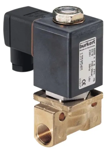 Steam solenoid valve Burkert type 0255 - Direct-acting 2/2-way plunger valve