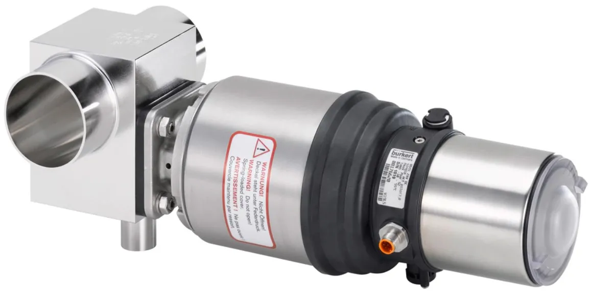 T-diaphragm valve with pneumatic actuator in stainless steel (Type ELEMENT) for decentralised automation Burkert type 2104