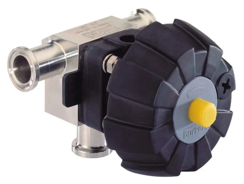 T-diaphragm valve with manually operated actuator Burkert type 3234