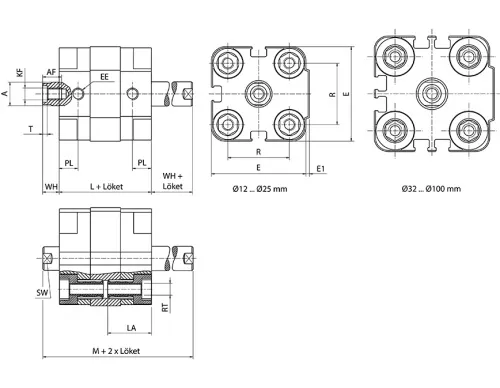 Double acting cylinder | through piston rod | magnetic piston | female thread | Q-series HAFNER QBN