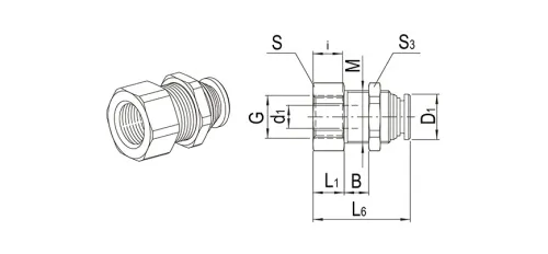 Bulkhead fitting | push-in | female thread | Series 900 HAFNER 945M