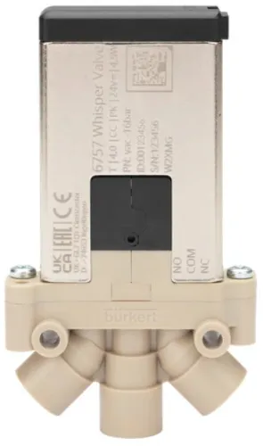 Solenoid valve Burkert type 6757 - 2/2 or 3/2-way Whisper Valve with media separation