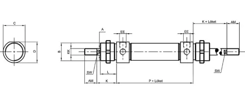 Double acting cylinder | through piston rod | magnetic piston | A-series HAFNER AJ