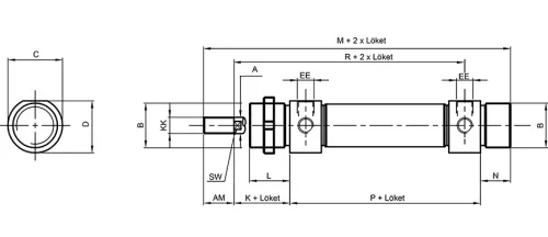 Single acting cylinder | spring pushes piston rod out | magnetic piston | A-series HAFNER AD