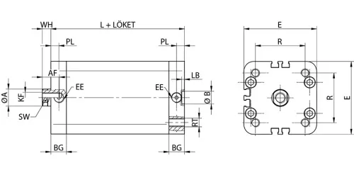 Double acting cylinder | magnetic piston | female thread | Z-series HAFNER ZIN