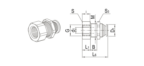 Bulkhead fitting | push-in | female thread | Series 900 HAFNER 945M