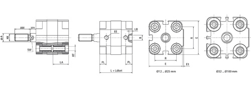 Single acting cylinder | magnetic piston | male thread | Q-series HAFNER QEF