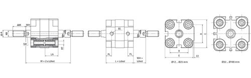 Double acting cylinder | through piston rod | magnetic piston | male thread | Q-series HAFNER QBF