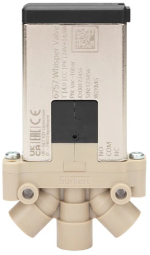 Solenoid valve Burkert type 6757 - 2/2 or 3/2-way Whisper Valve with media separation Solenoid valve Burkert type 6757 - 2/2 or 3/2-way Whisper Valve with media separation