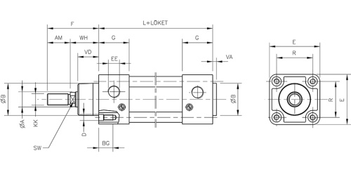 Double acting cylinder | adjustable cushioning | magnetic piston | enforced piston | D-series HAFNER DILA
