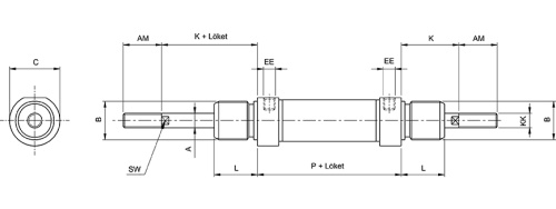 Double acting cylinder | through piston rod | magnetic piston | R-series HAFNER RBM