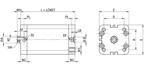 Double acting cylinder | magnetic piston | female thread | Z-series HAFNER ZIN